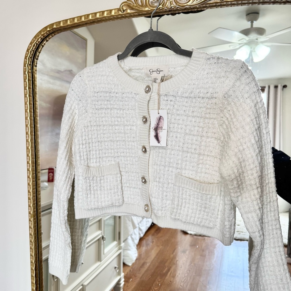 Women's White Sweater Cardigan NEW